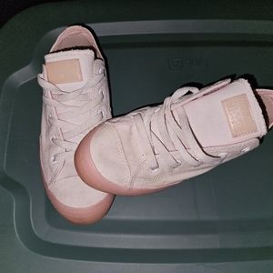 White and light pink Converse shoes